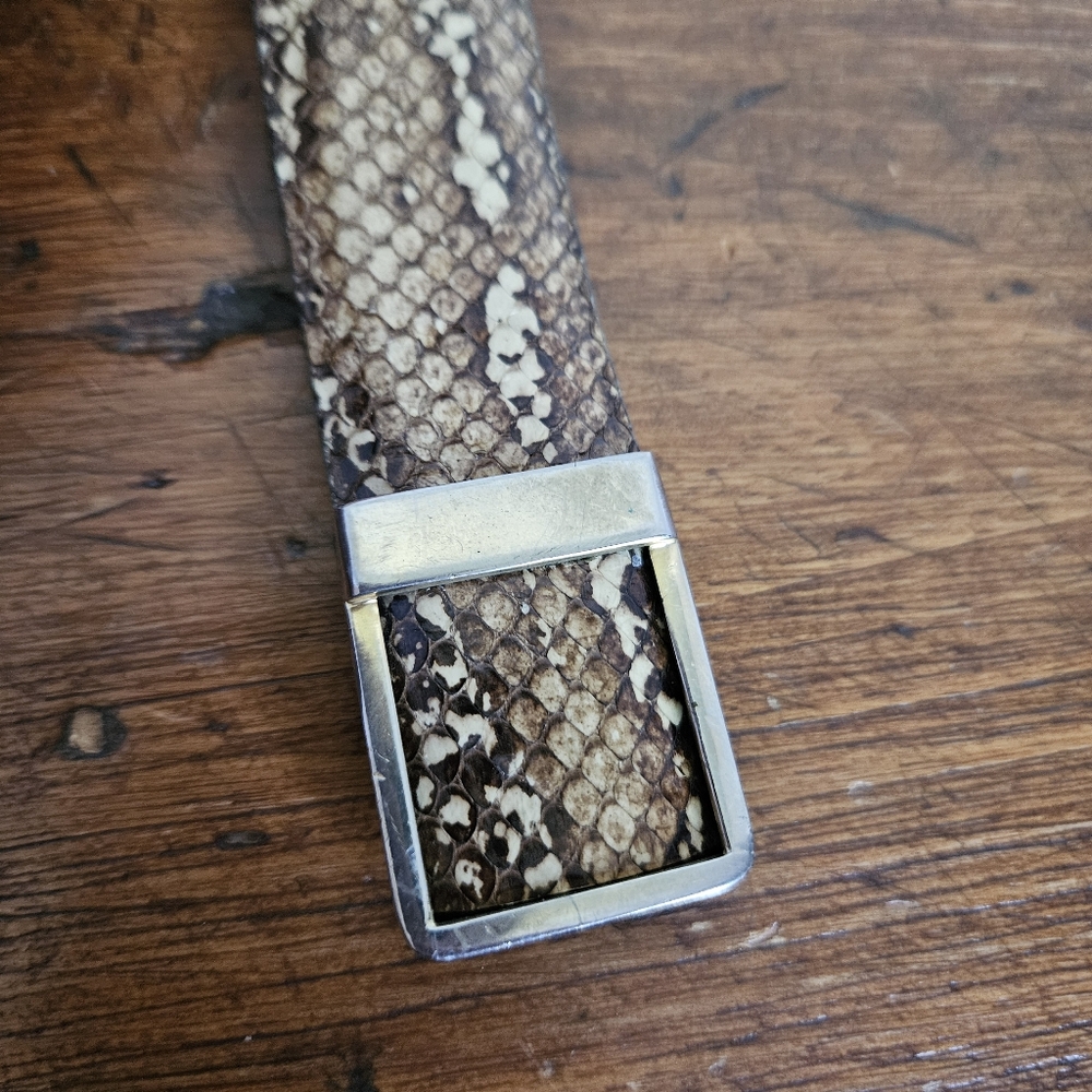 Vintage Vibora Snakeskin Belt With Metal Buckle - Picture 2 of 6